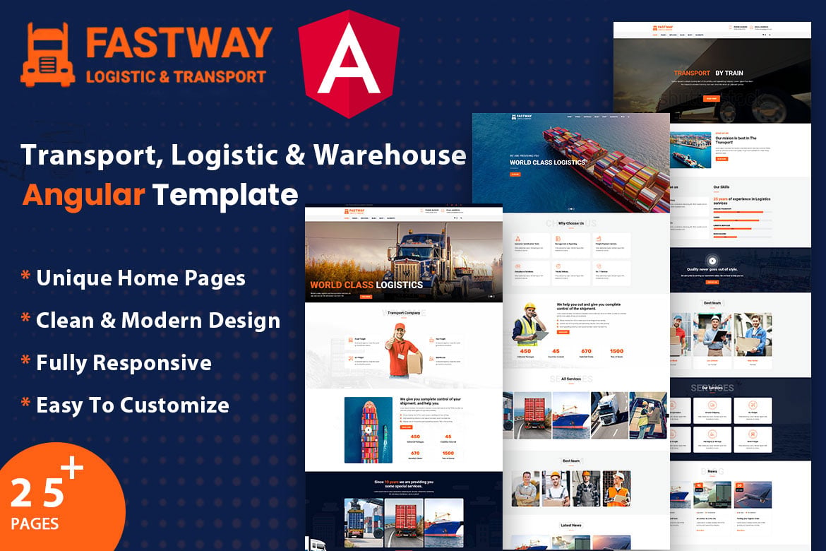 Fastway - Template Website Angular untuk Logistik dan Transportasi