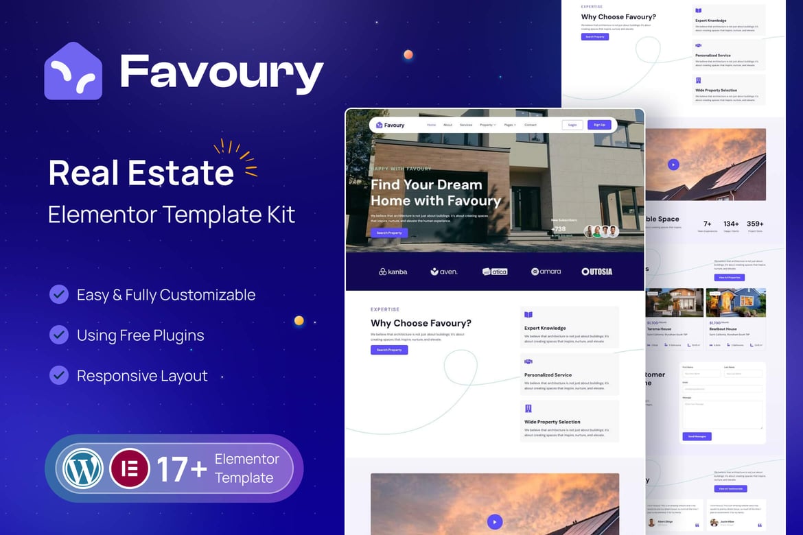 Favoury - Template Kit Elementor untuk Agensi Properti yang Modern dan Menarik
