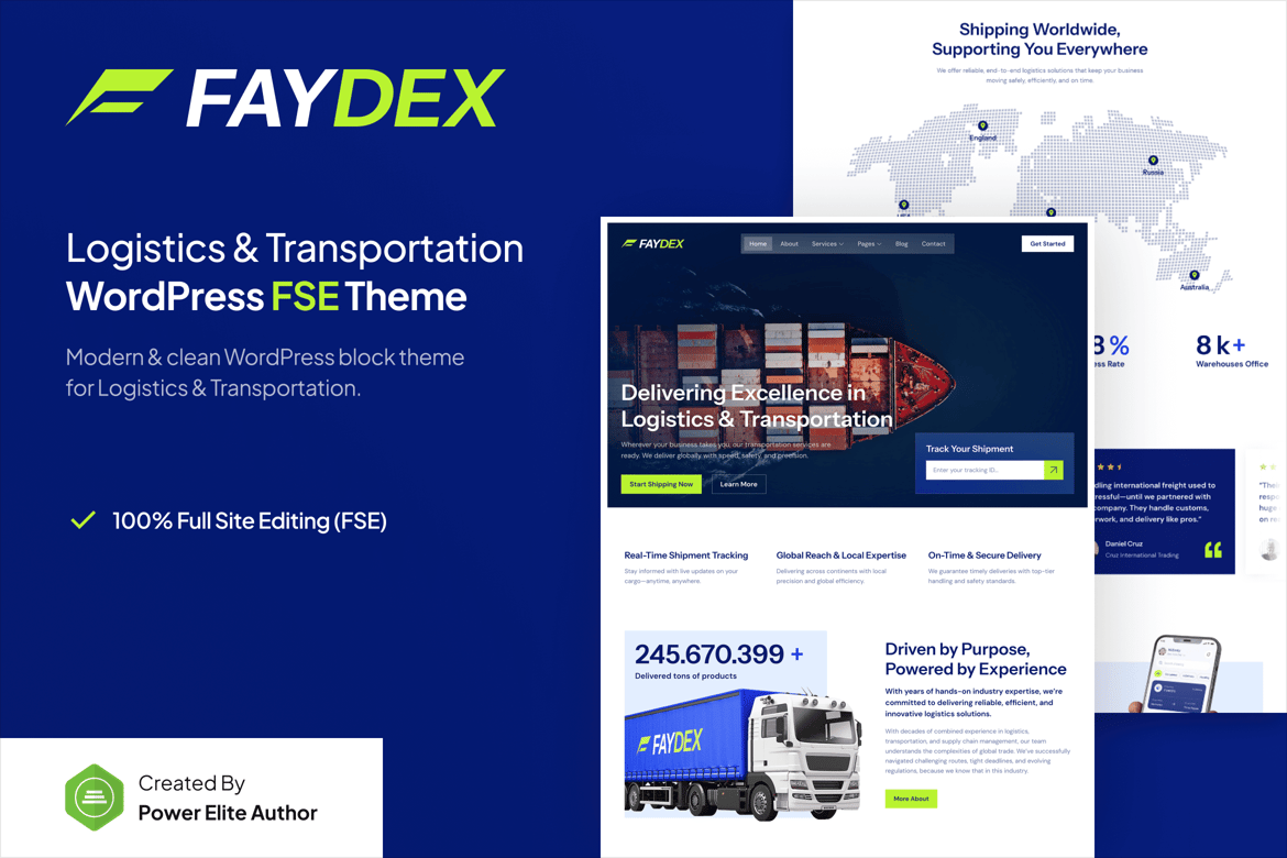 Faydex – Tema WordPress untuk Logistik dan Transportasi yang Memukau