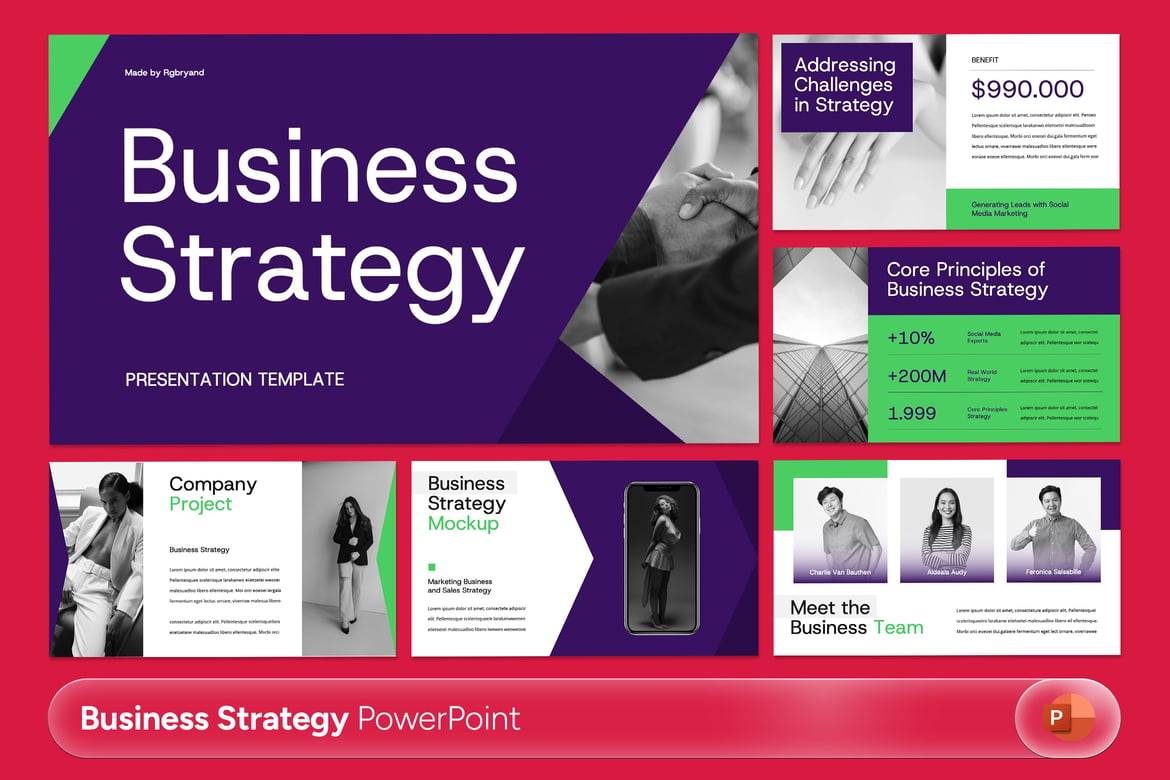 Template Presentasi Strategi Bisnis Fechen - PowerPoint Profesional