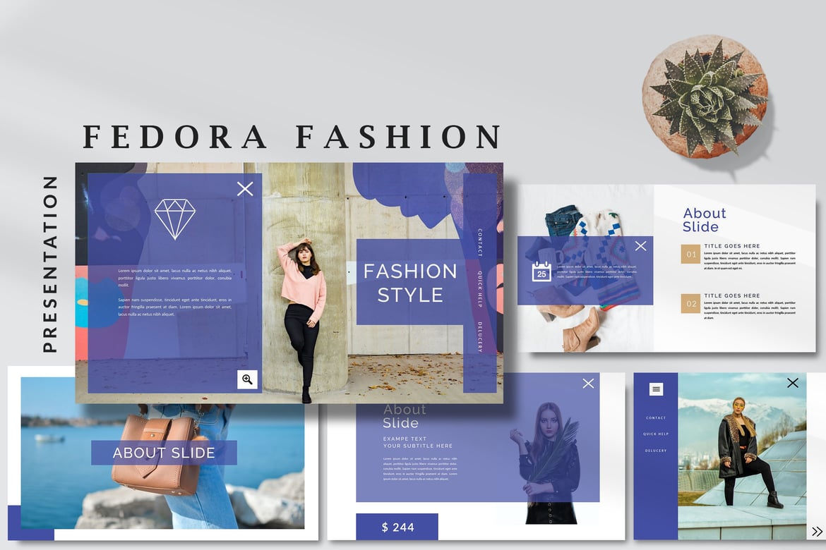Template Presentasi Modern Fedora - Gaya Fashion yang Menarik