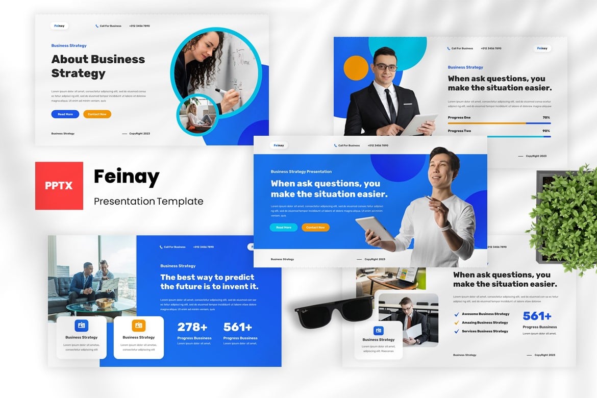Template Presentasi Strategi Bisnis Feinay yang Modern dan Profesional