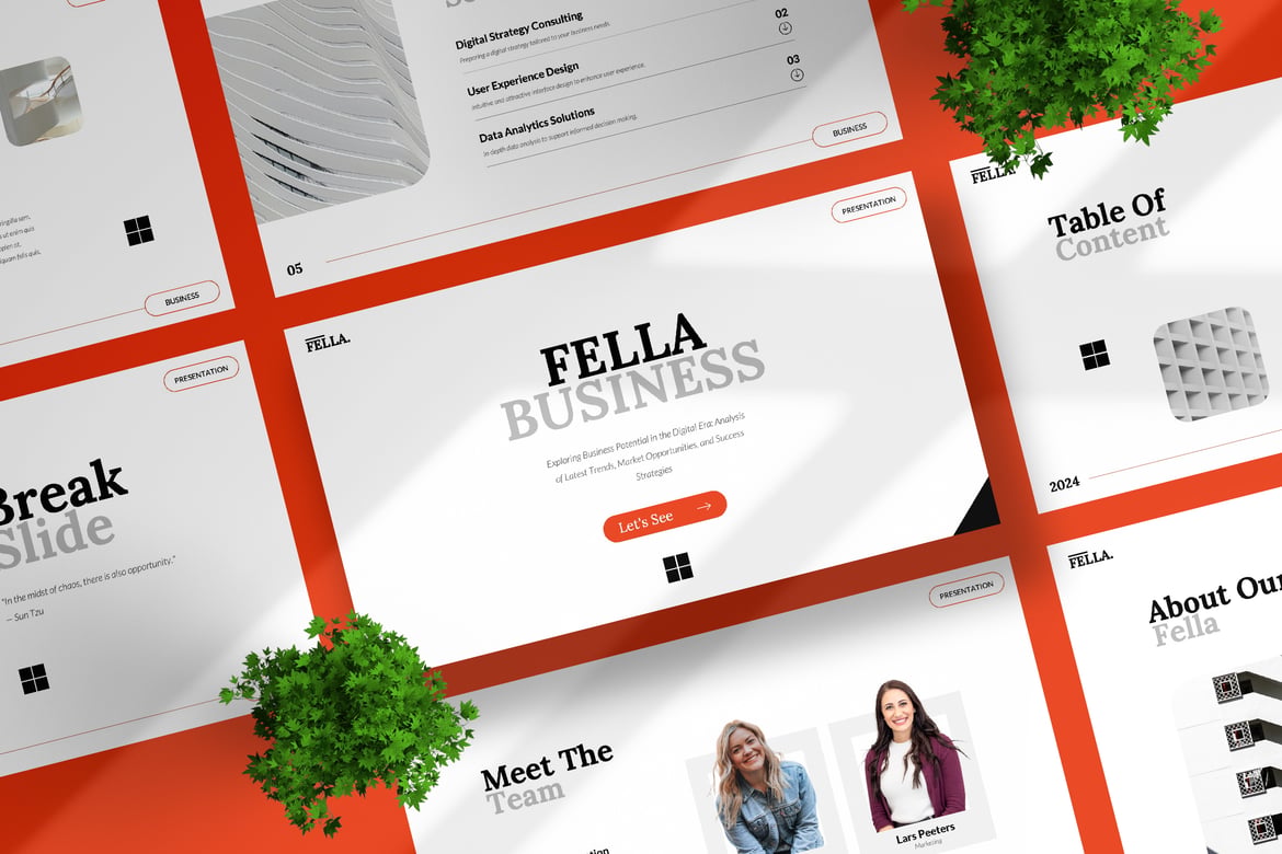 Template Presentasi PowerPoint Fella yang Modern dan Profesional