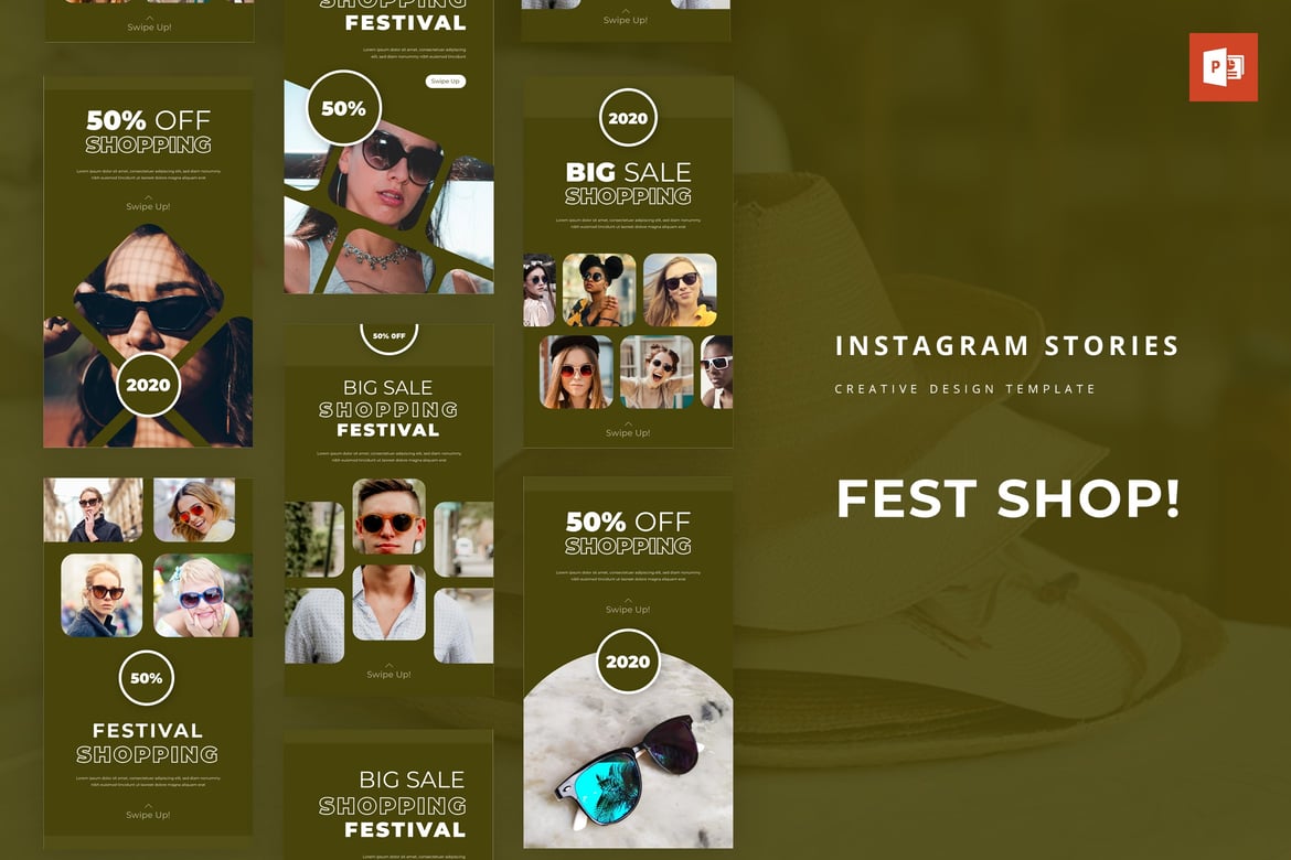 Template PowerPoint Cerita Instagram Fest Shop yang Menarik