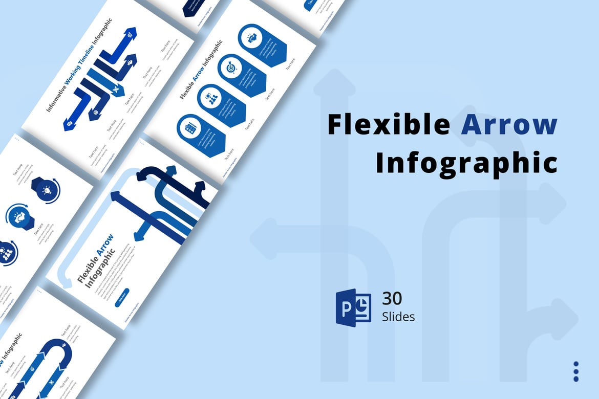 Template Presentasi Infografis Panah Fleksibel untuk PowerPoint
