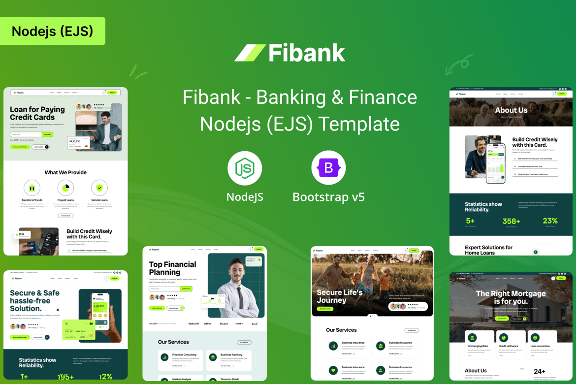 Fibank - Template Website Perbankan dan Keuangan Berbasis Node.js yang Modern