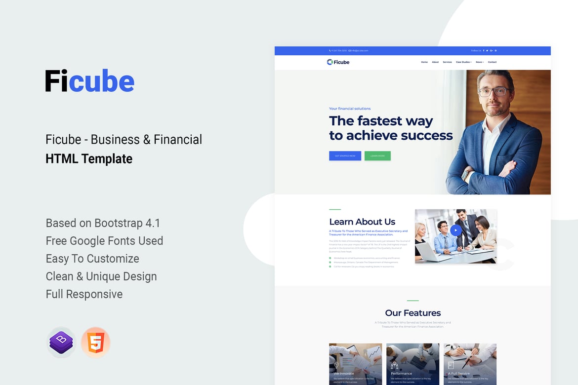 Ficube - Template Website Bisnis & Keuangan Modern