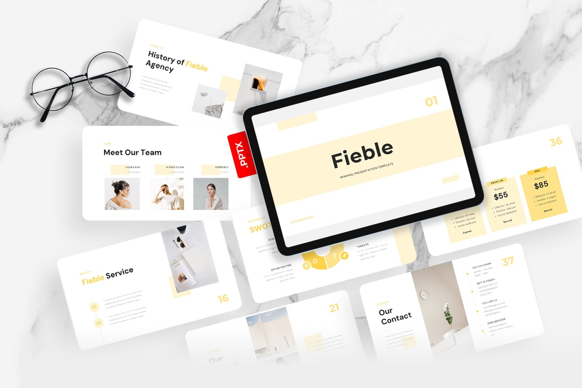 Fieble - Template PowerPoint Minimalis untuk Presentasi Profesional