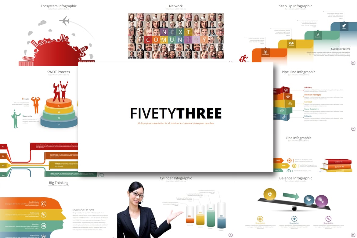 Template Powerpoint Kreatif Fifty 3 untuk Presentasi Menarik