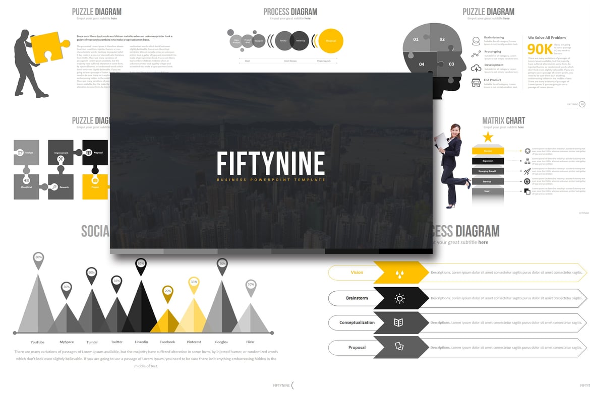 Template Presentasi PowerPoint Fifty Nine yang Kreatif dan Serbaguna