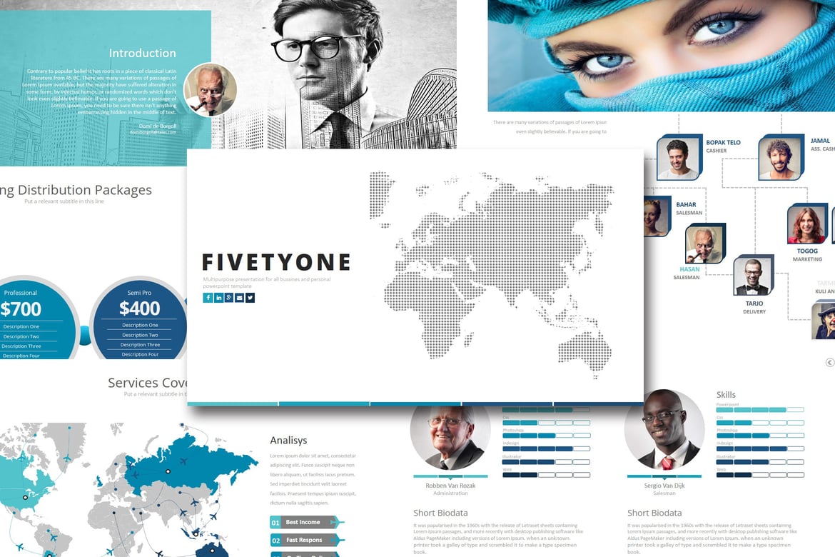 Template Presentasi Kreatif Fifty One untuk PowerPoint
