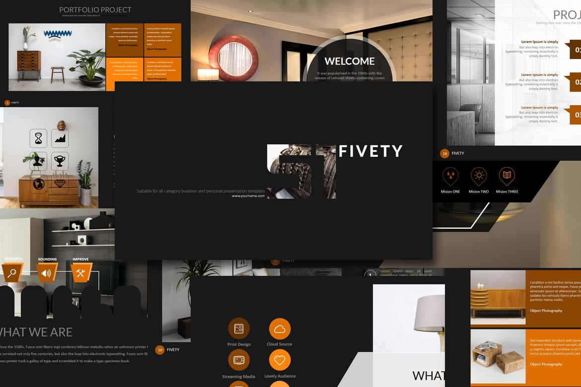 Template Presentasi Kreatif Fifty - Powerpoint yang Menarik
