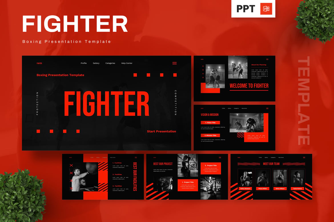Template Presentasi PowerPoint Petinju - Fighter