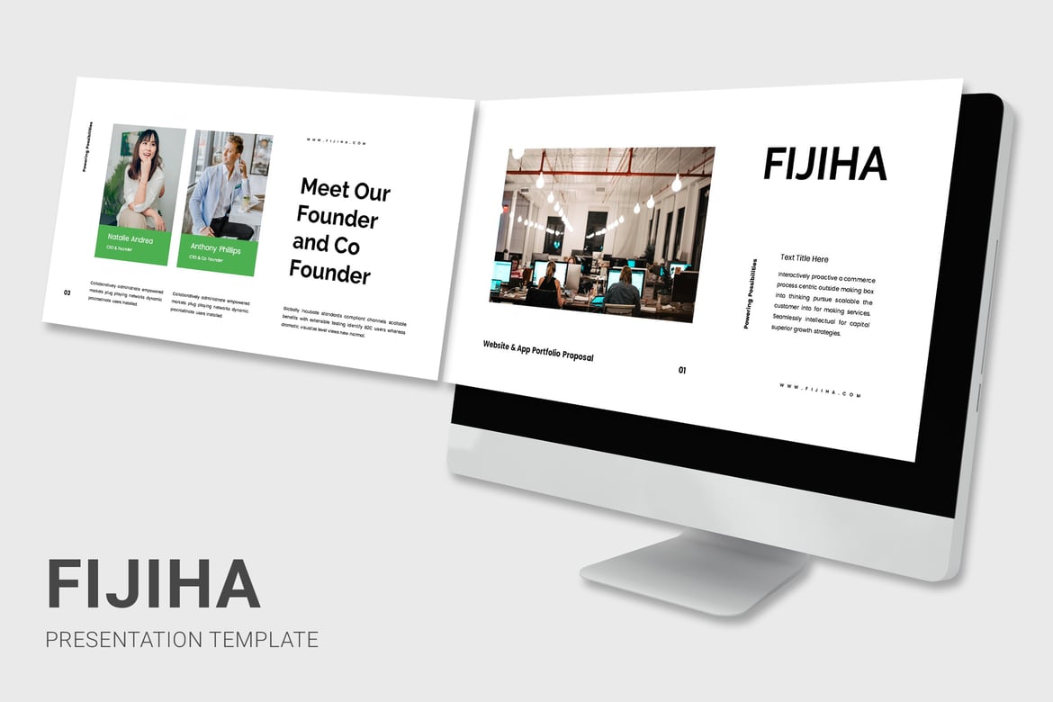 Fijiha - Template PowerPoint Portofolio Website & Aplikasi yang Menarik