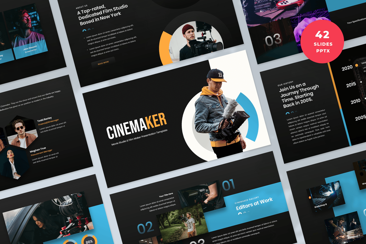Template PowerPoint Produksi Film & Video yang Modern dan Menarik