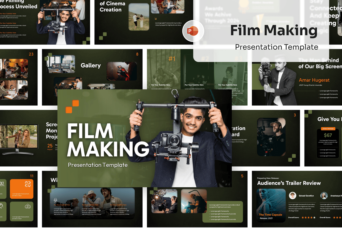 Template PowerPoint Kreatif untuk Film Making