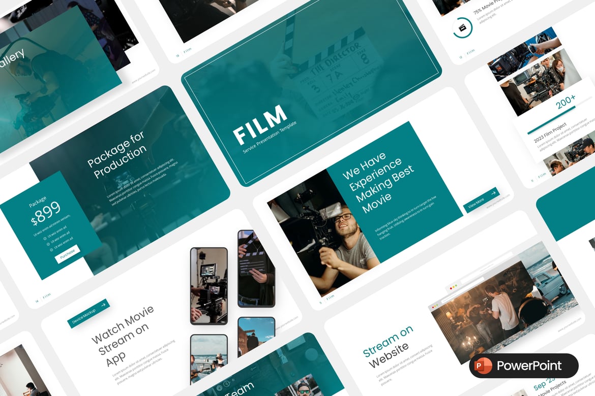 Template Presentasi Film yang Elegan untuk PowerPoint