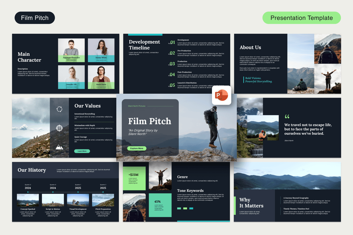 Template Presentasi Film Pitch Deck Profesional