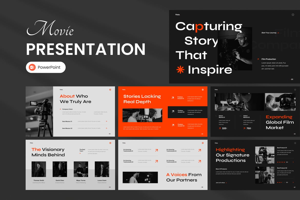 Template PowerPoint untuk Perusahaan Produksi Film yang Profesional