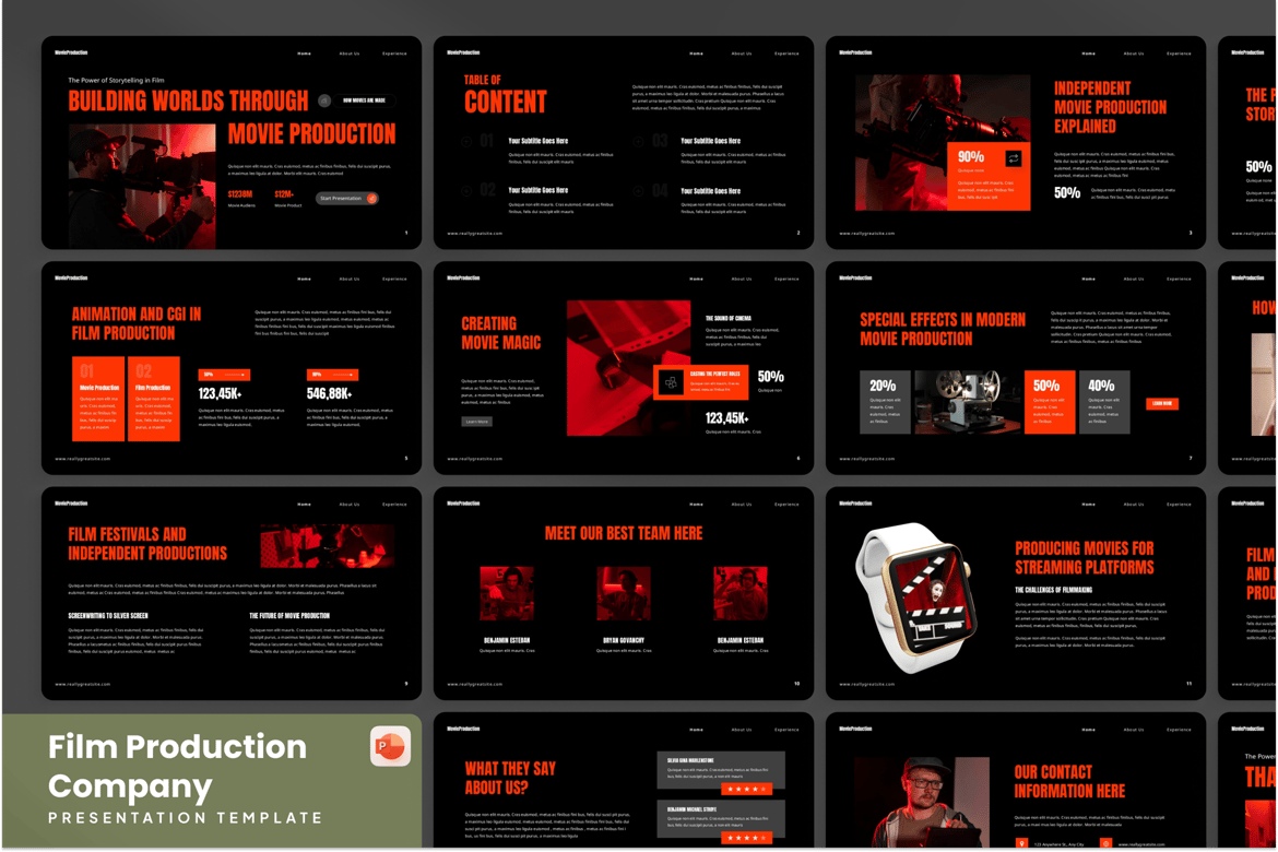 Template PowerPoint untuk Perusahaan Produksi Film yang Menarik