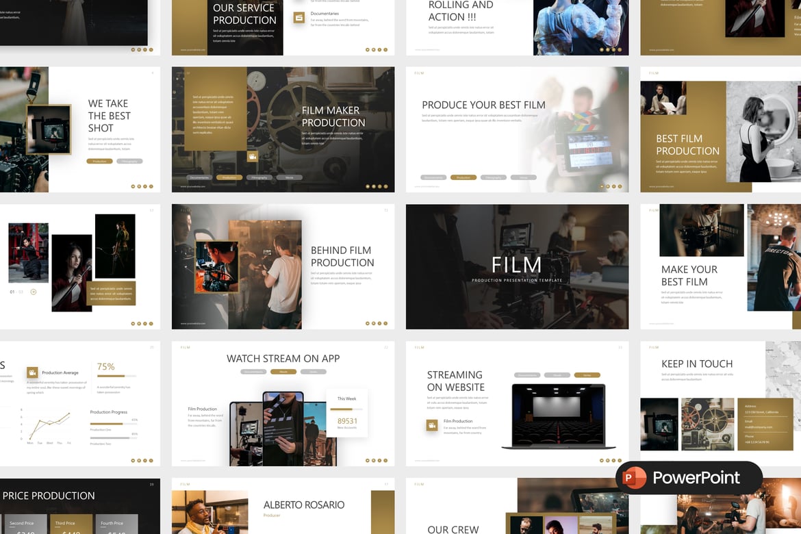 Template Presentasi PowerPoint Produksi Film yang Menarik