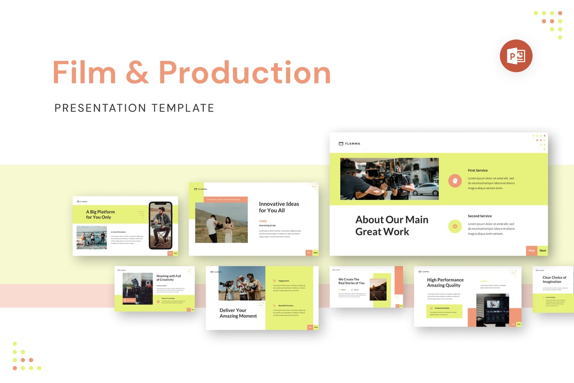 Template PowerPoint Presentasi Produksi Film yang Memukau