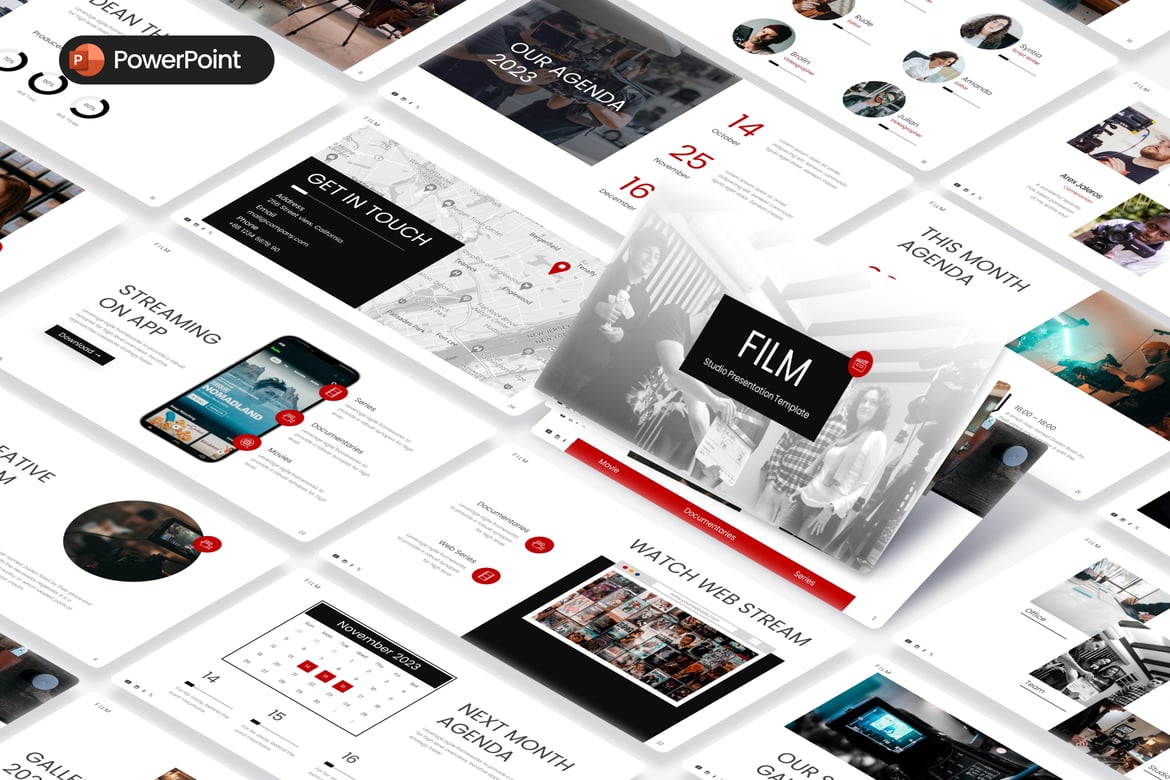 Template Presentasi PowerPoint Studio Film yang Minimalis dan Profesional