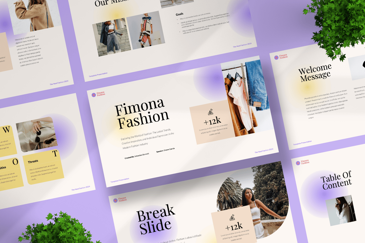 Template PowerPoint Fimona Fashion yang Modern dan Kreatif