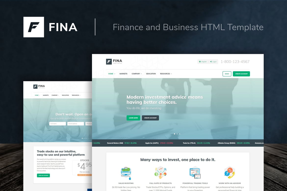 Fina - Template Website Keuangan dan Bisnis Modern