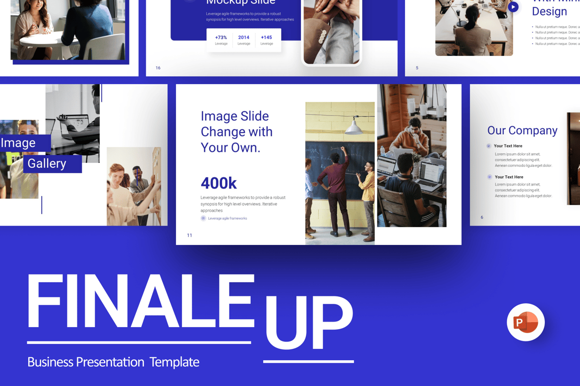Template Presentasi PowerPoint Finale Up Blue yang Kreatif untuk Bisnis