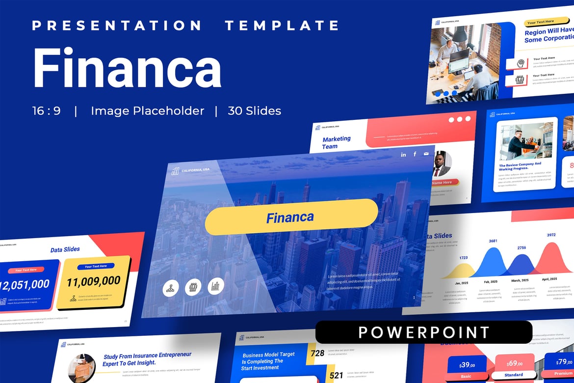 Template Presentasi Bisnis Financa - Laporan Perusahaan PowerPoint yang Menarik