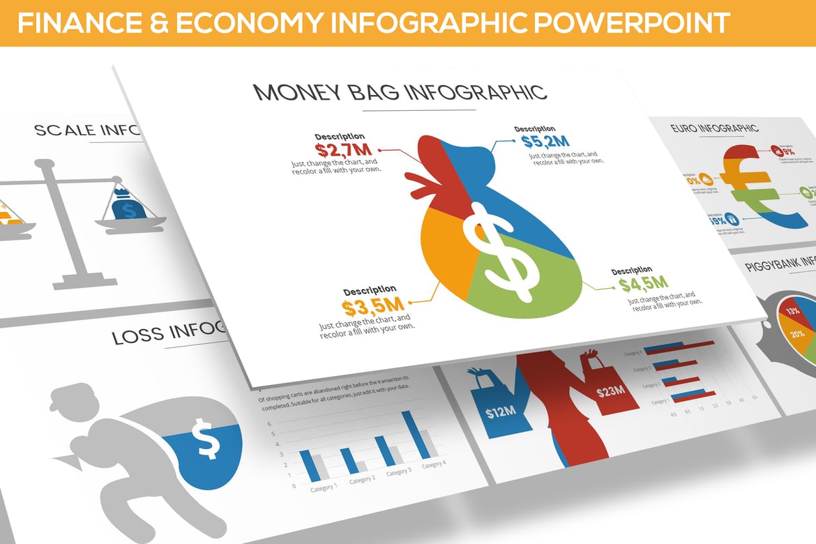 Template Presentasi Infografis Keuangan & Ekonomi untuk PowerPoint
