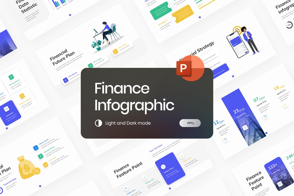 Template PowerPoint Infografis Keuangan yang Modern dan Menarik