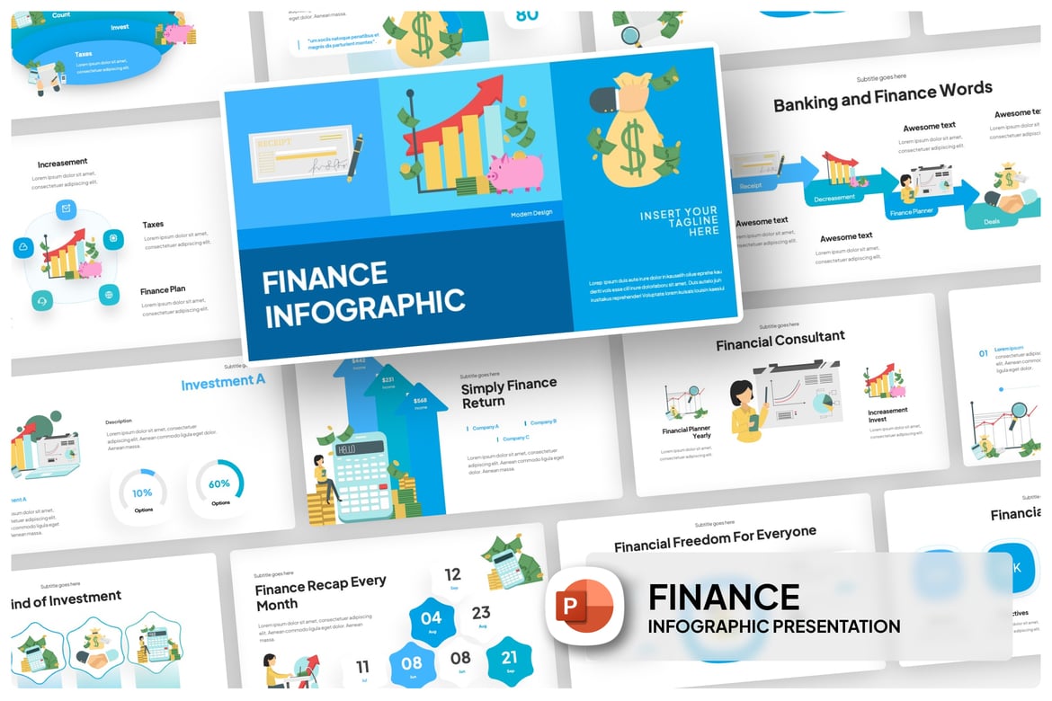 Template Presentasi PowerPoint Infografis Keuangan yang Menarik