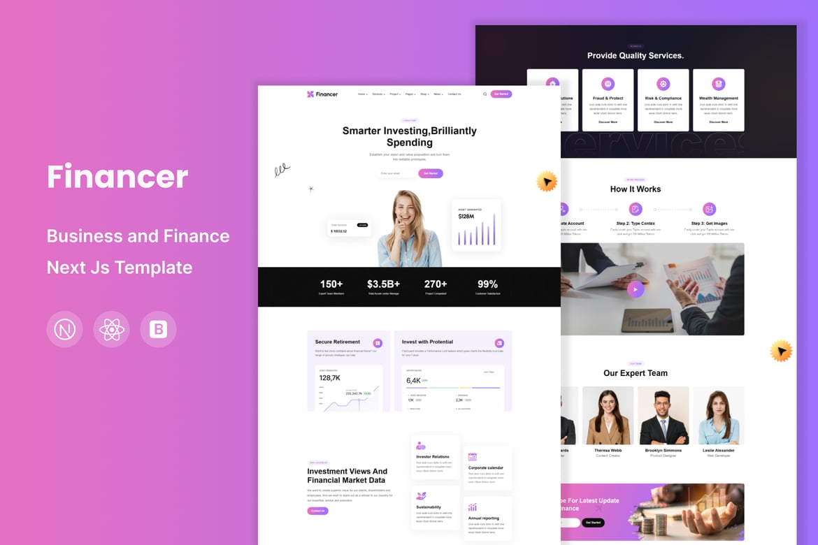 Financer - Template Website Bisnis dan Keuangan dengan React Next Js