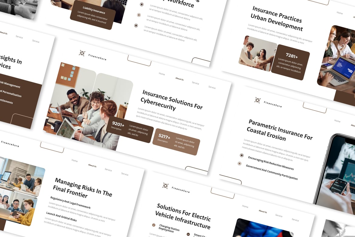 Template Presentasi PowerPoint FinanceSure - Solusi Asuransi Profesional