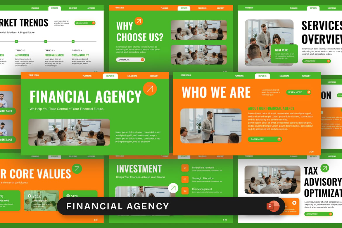 Template Presentasi PowerPoint untuk Lembaga Keuangan yang Profesional