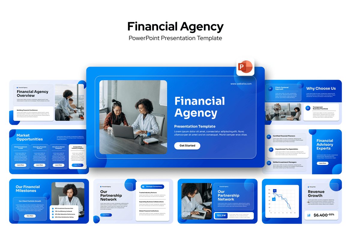 Template PowerPoint Agensi Keuangan Profesional