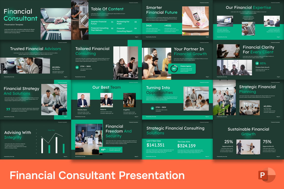 Template PowerPoint Konsultan Keuangan yang Profesional