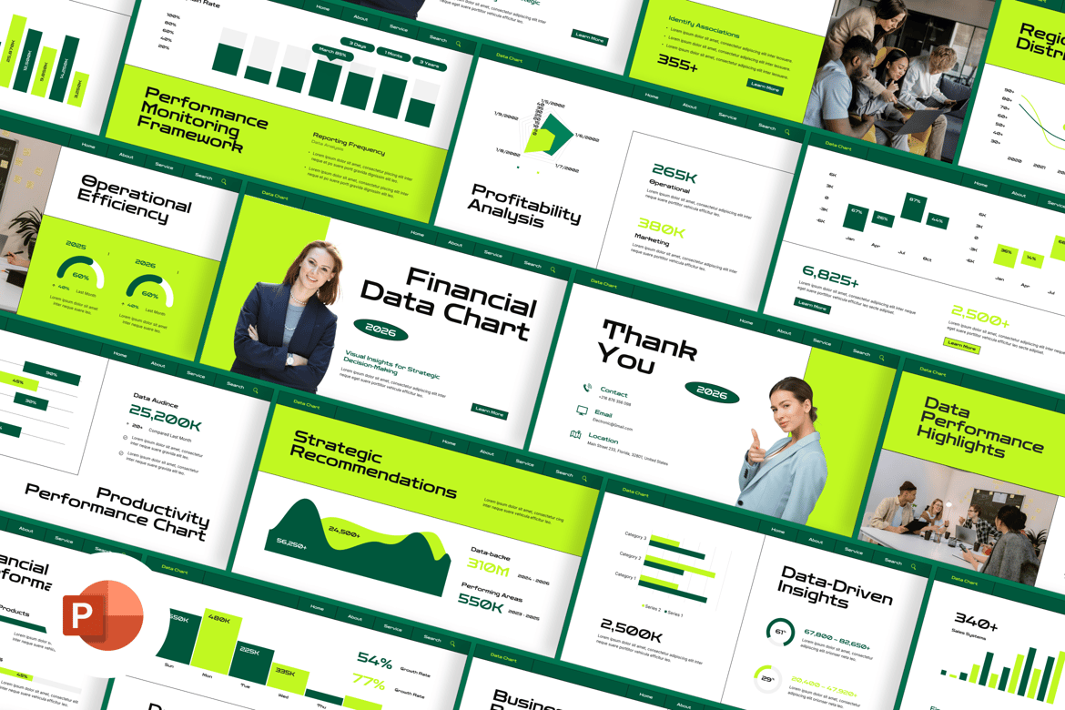 Template PowerPoint Grafik Data Keuangan yang Menarik