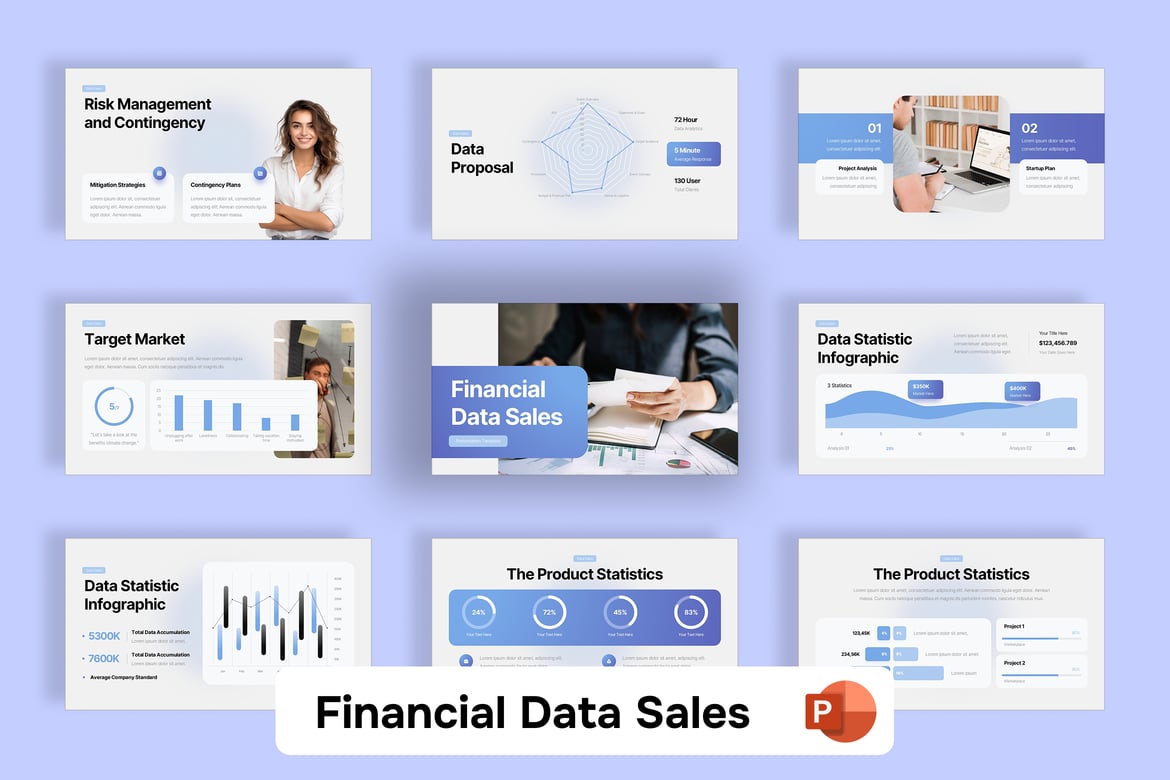 Template PowerPoint Data Keuangan untuk Penjualan yang Menarik