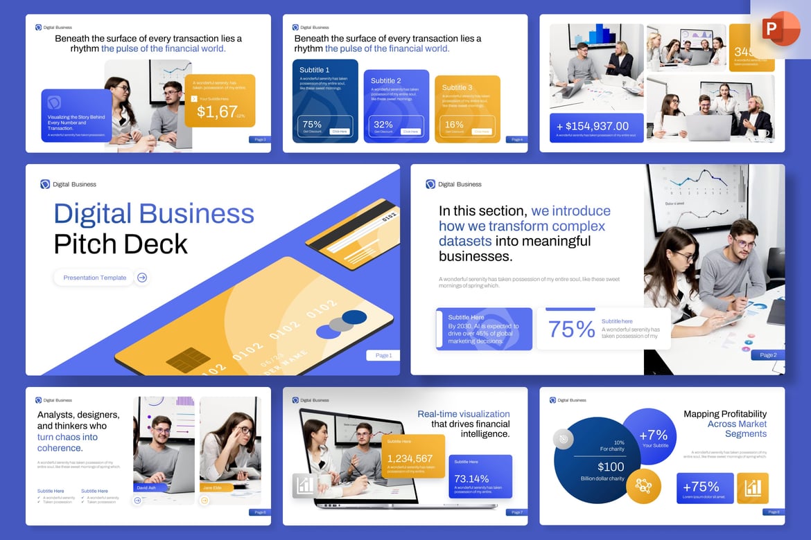 Template PowerPoint Visualisasi Data Keuangan yang Modern dan Menarik