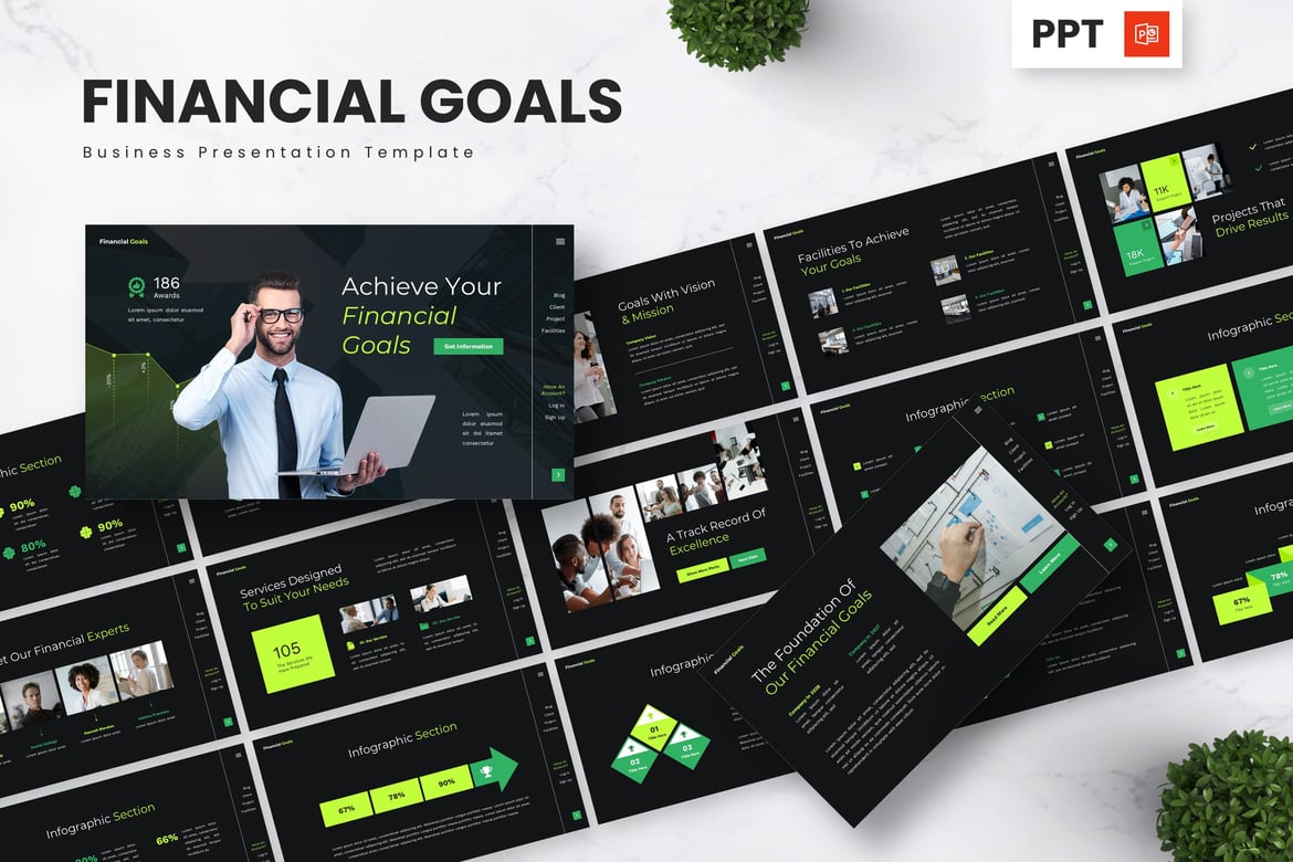 Template Powerpoint Tujuan Keuangan untuk Bisnis yang Menarik