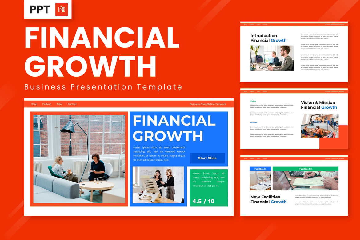 Template PowerPoint Pertumbuhan Keuangan yang Menarik