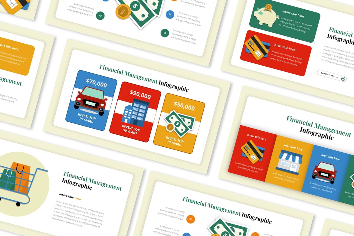 Template Presentasi Powerpoint Infografis Manajemen Keuangan yang Menarik