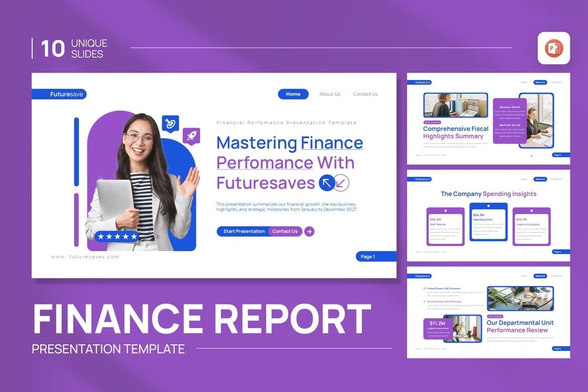 Template PowerPoint Laporan Kinerja Keuangan yang Menarik