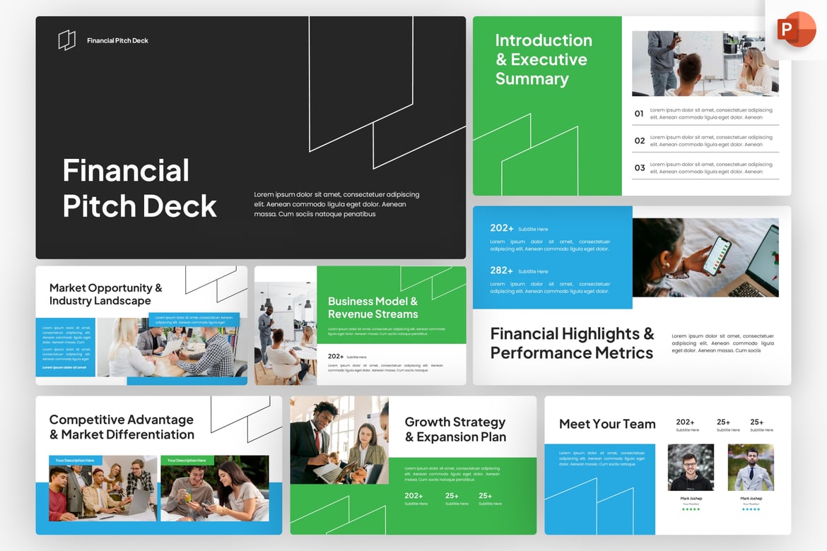 Template PowerPoint Pitch Deck Keuangan yang Modern