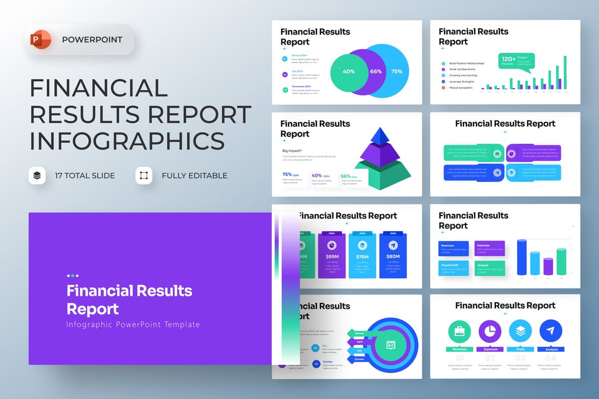 Template PowerPoint Infografis Laporan Hasil Keuangan yang Menarik