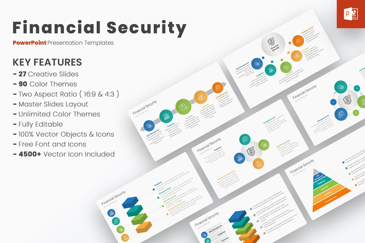 Template PowerPoint Keamanan Finansial yang Menarik dan Profesional