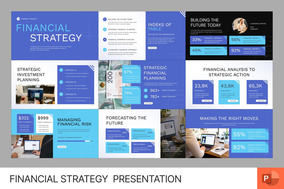 Template PowerPoint Strategi Keuangan yang Modern dan Profesional